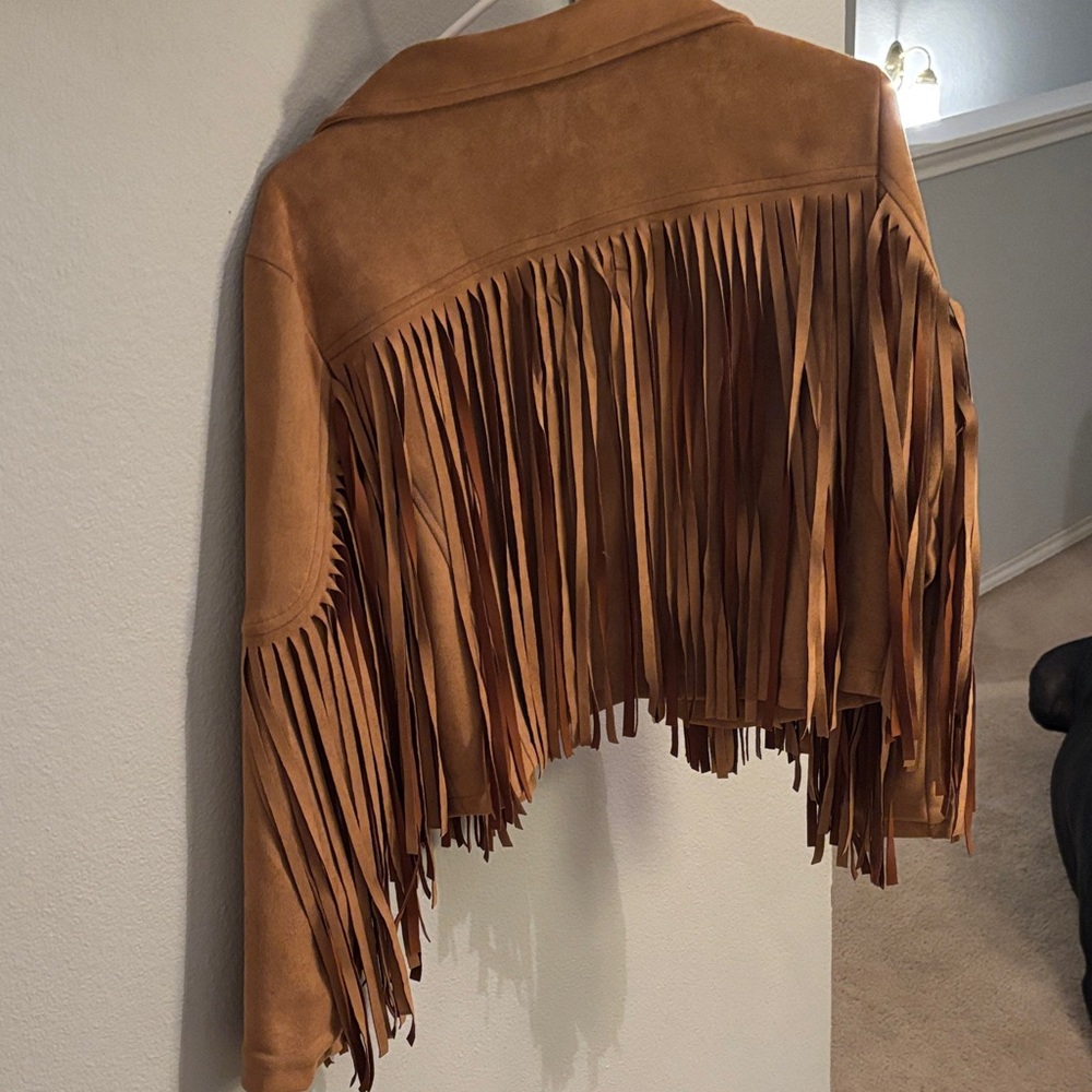 Chartou Women's Brown Fringe Blazer - Picture 2 of 3